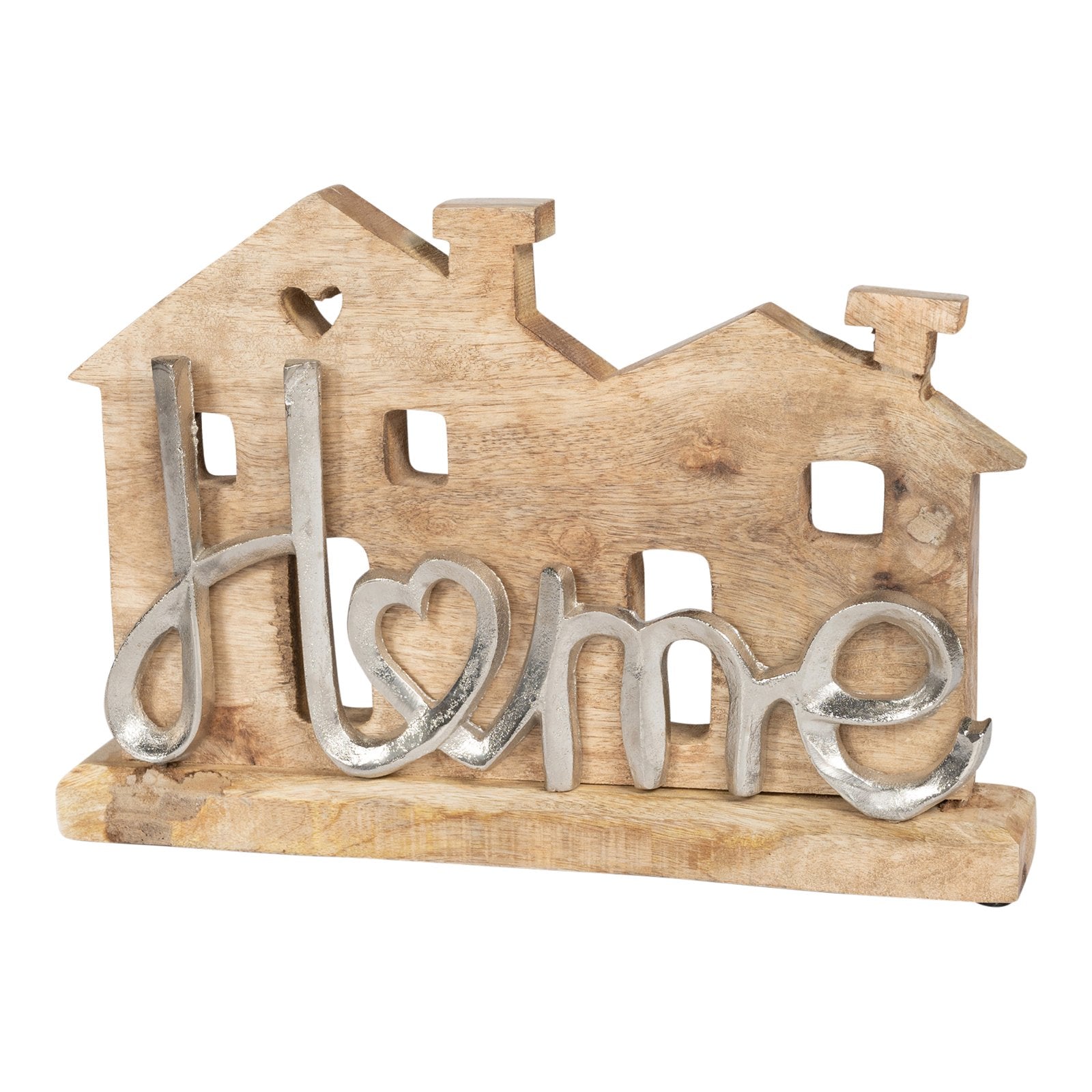 Wooden House With Silver Home Words Decoration-0