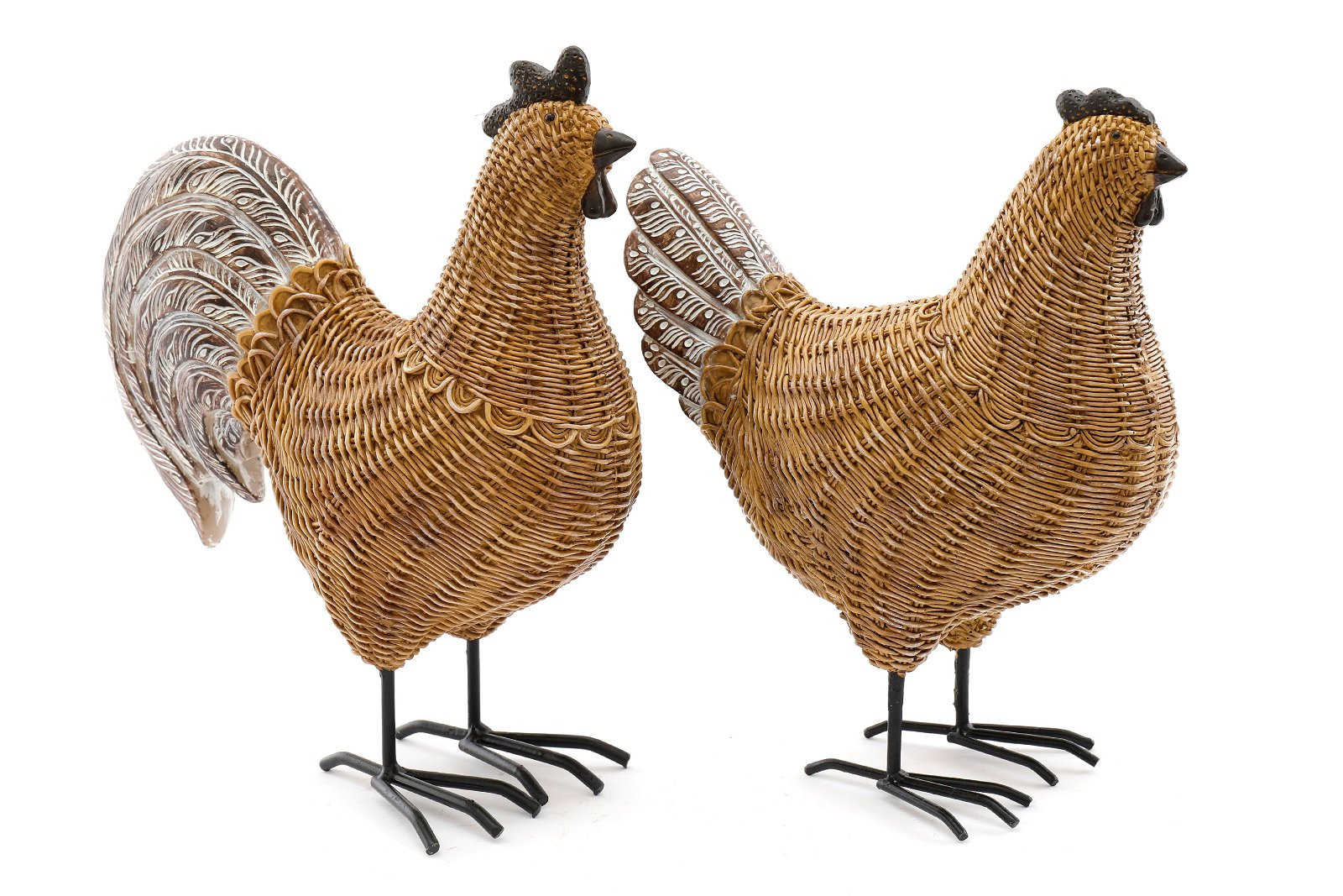 Set of 2 Rattan Chicken Ornaments-0