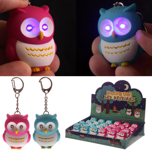 LED Light & Sound Keyring - Pink & Blue Hooting Owl OWL24A-0