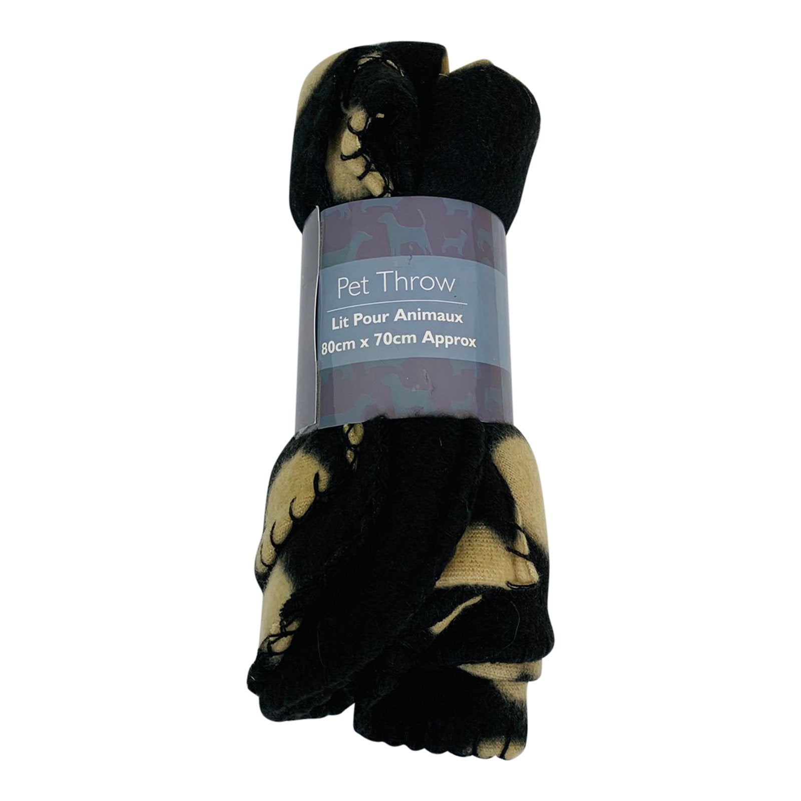 Black Paw Print Fleece Throw 80cm-0