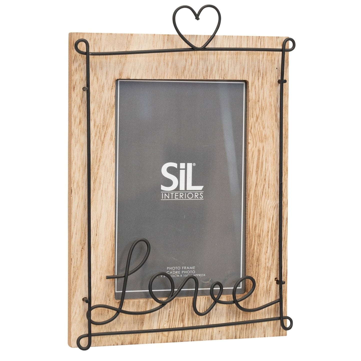 Wooden Photo Frame with Black Wire Love Script 4x6"-0