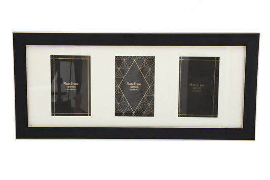 Black And Gold Triple Photo Frame 4x6"-0