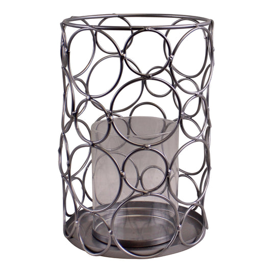 Large Silver Metal Abstract Design Candle Holder-0