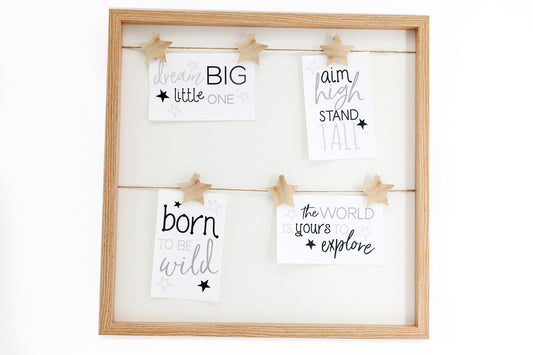 Square Photo Frame With Star Pegs For Six Photographs-0