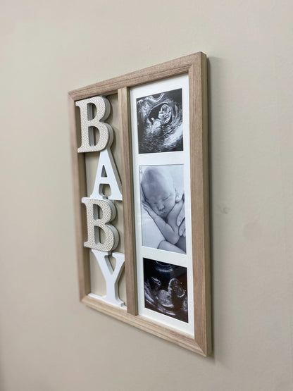 Baby Three Photograph Wooden Frame 43cm-2