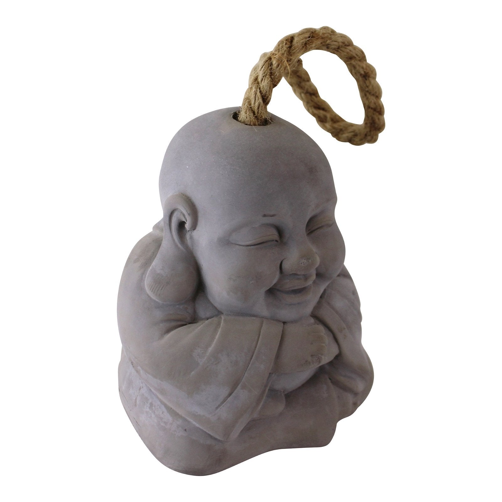 Smiling Buddha Grey Cement Doorstop-2