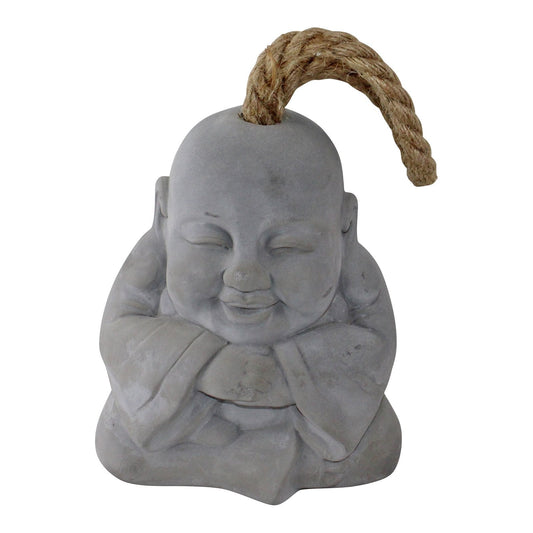 Smiling Buddha Grey Cement Doorstop-0