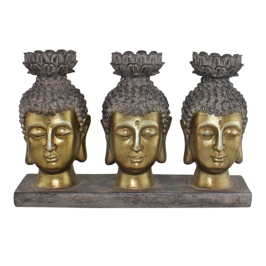 Triple Candle Holder, Buddha Design-0