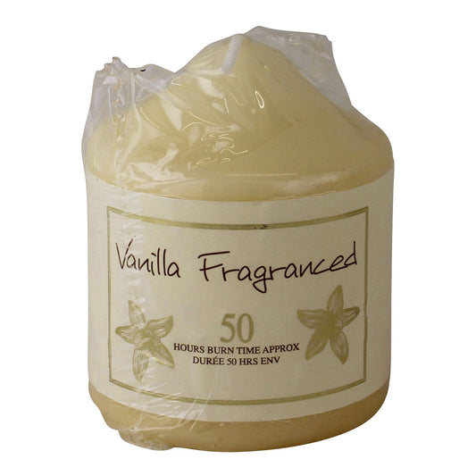 Vanilla Fragranced Pillar Candle, 50hr Burn Time-0