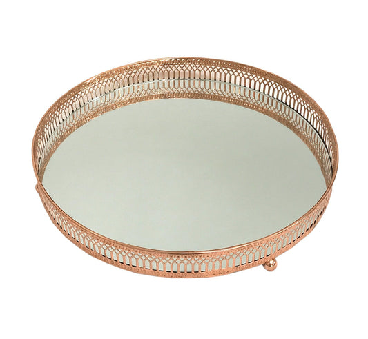 Copper Coloured Mirror Candle Plate-0