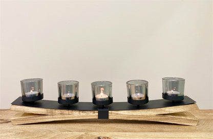 Metal Tealight Holder On Wooden Base 54cm-2