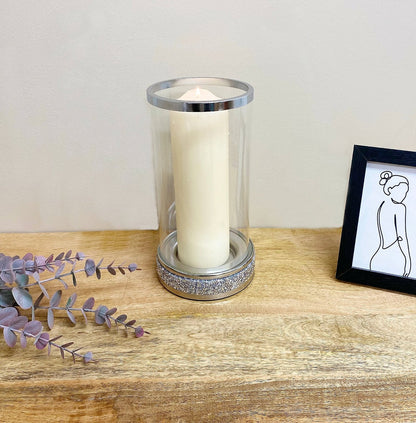 Large Sparkly Pillar Candle Holder-1