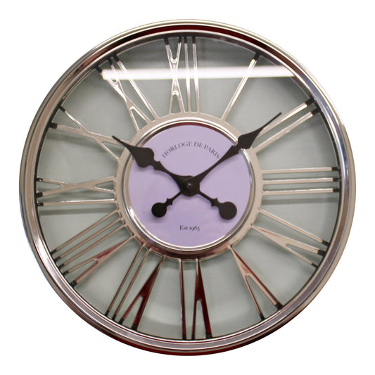 Large Silver Wall Clock 45cm-0