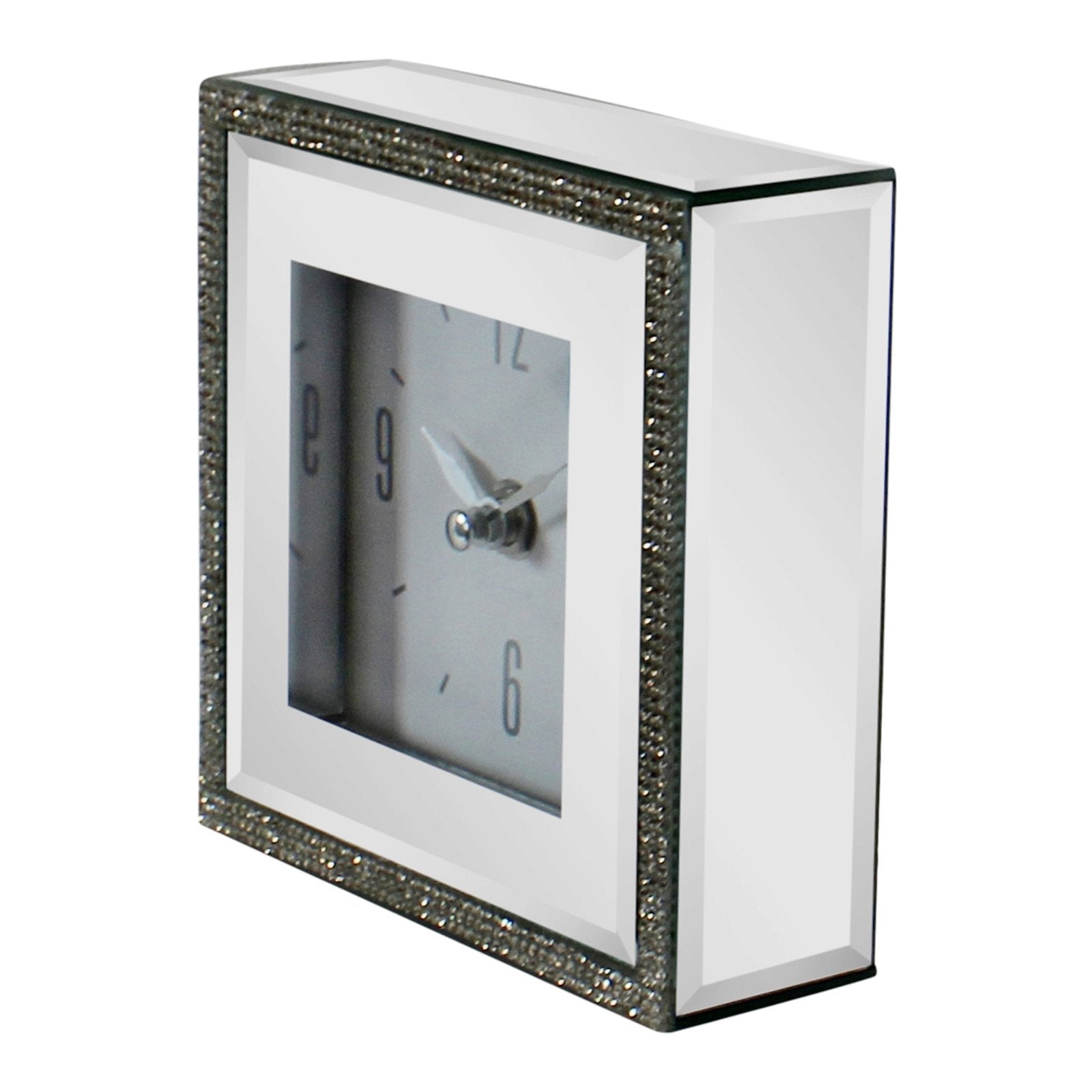 Small Freestanding Mirrored and Jewelled Table Clock-2