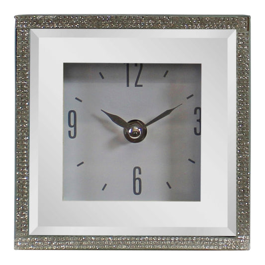 Small Freestanding Mirrored and Jewelled Table Clock-0