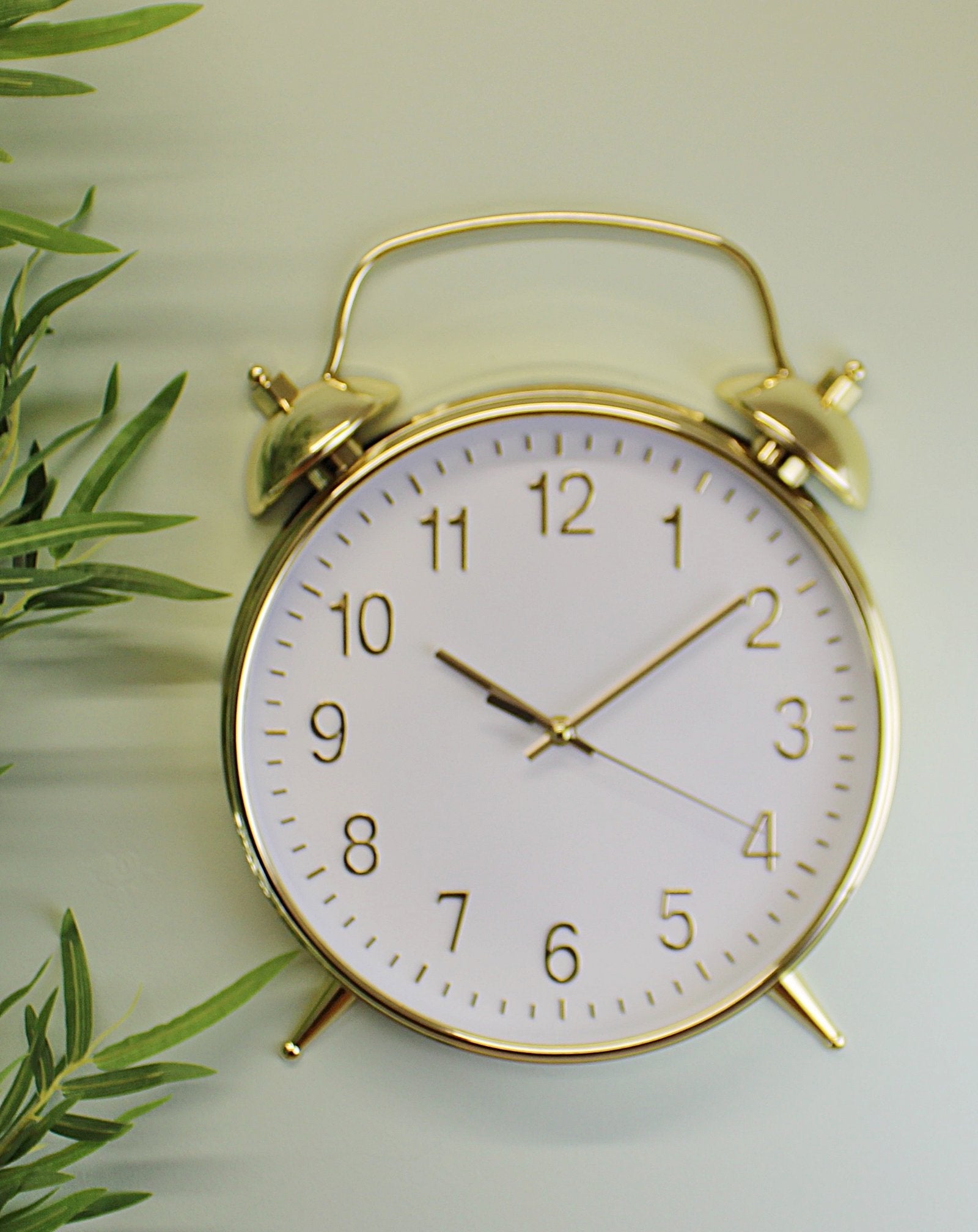 Alarm Style Gold & White Wall Clock-1