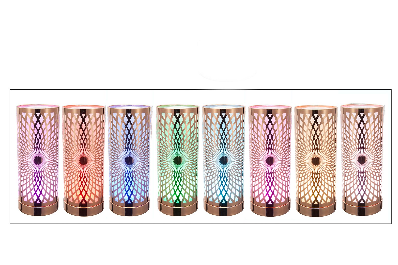 Kaleidoscope Design Colour Changing LED Lamp & Aroma Diffuser in Rose Gold-1