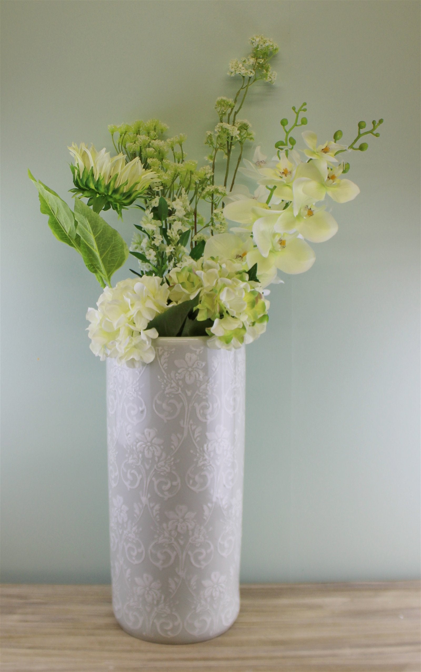 Single Hydrangea Spray, Cream & Green Flower, 49cm-1