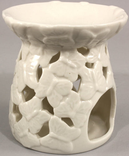 White Embossed Butterfly Oil Burner-3