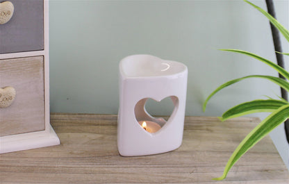 Heart Shaped White Ceramic Oil Burner-1