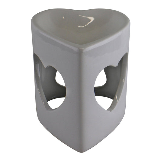 Heart Shaped White Ceramic Oil Burner-0