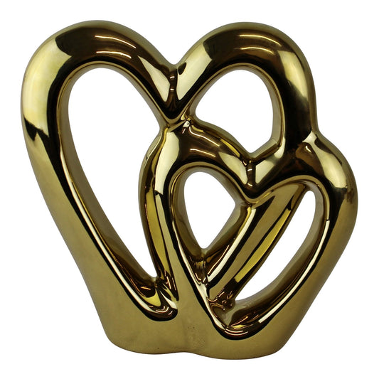 Gold Double Heart Ornament, 15cm.-0