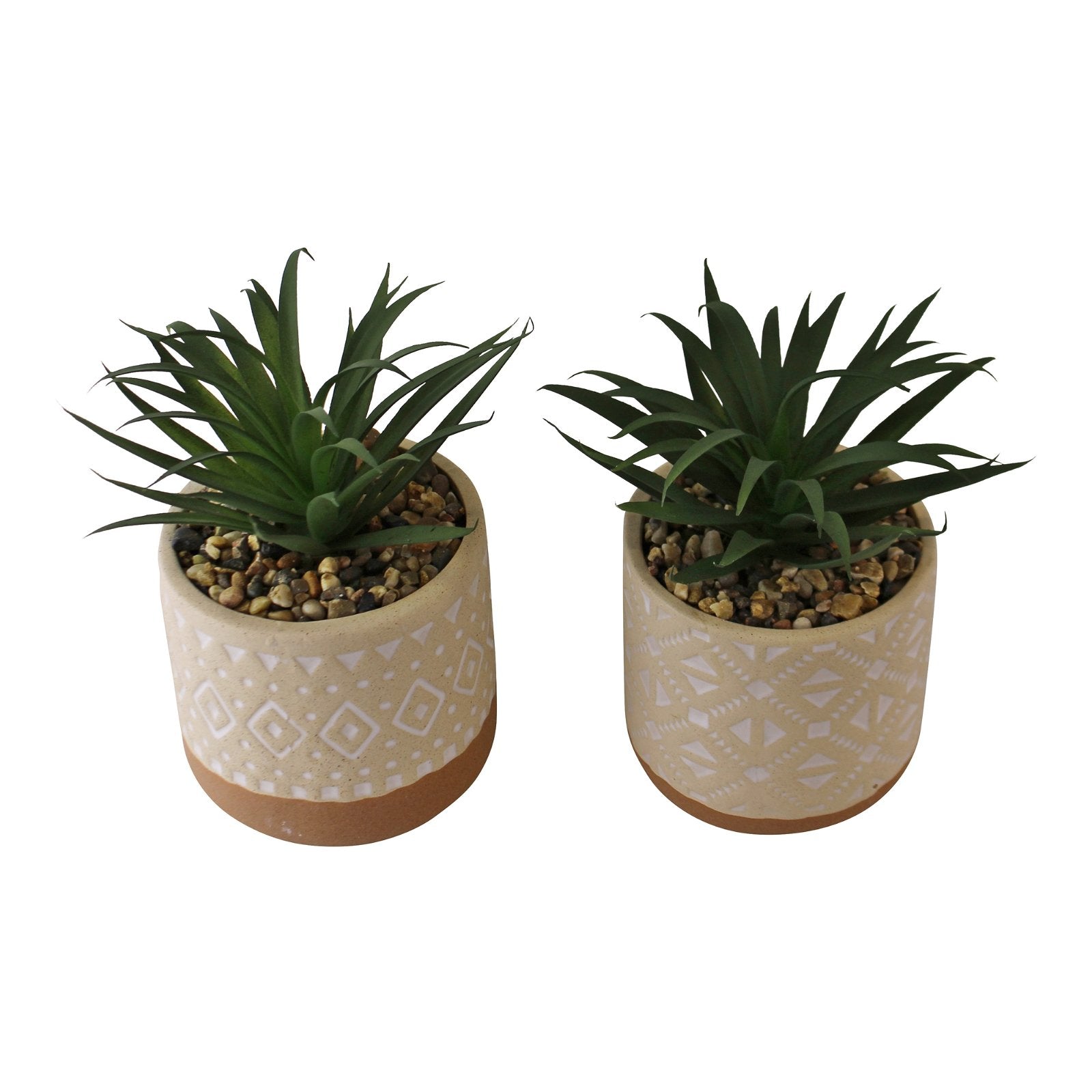 Set of 2 Faux Succulents In Ceramic Pots-2