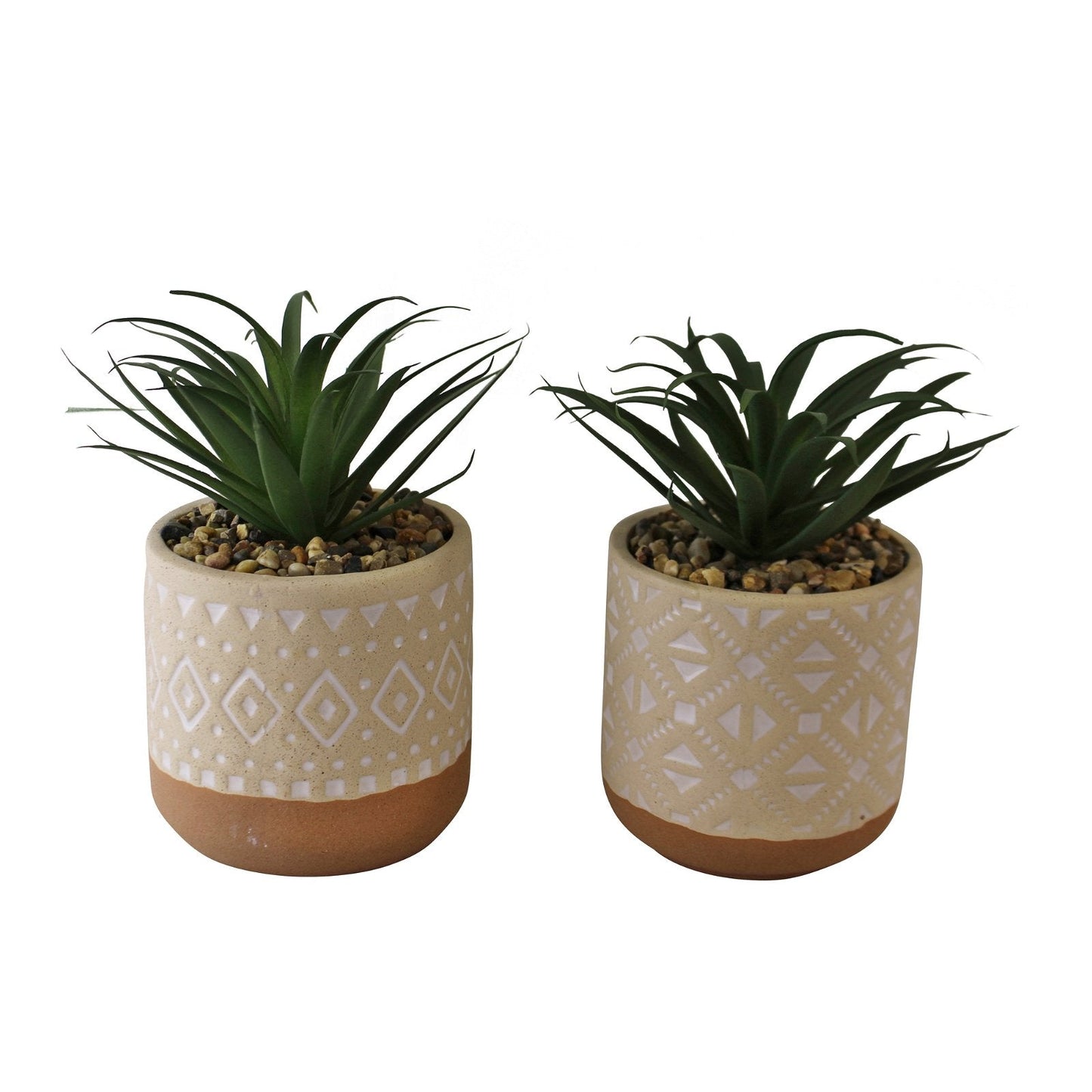 Set of 2 Faux Succulents In Ceramic Pots-0