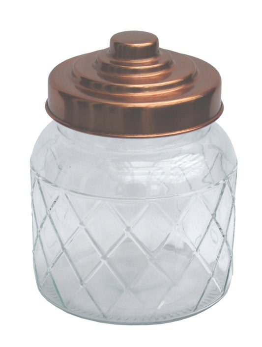 Round Glass Jar With Copper Lid - 5.5 Inch-0