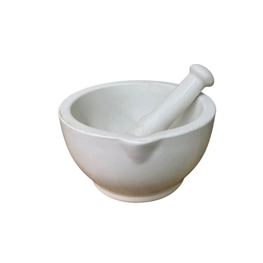 Stoneware Pestle & Mortar in White-0