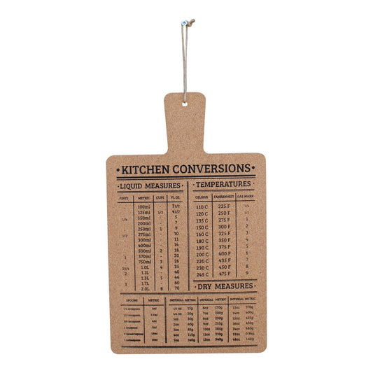 Hanging Cork Board Featuring Kitchen Conversions Chart-0