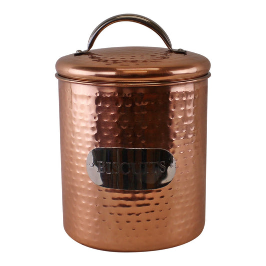 Hammered Copper Biscuit Tin, 17x14cm-0