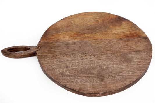 Circular Wooden Chopping Board With Carved Handle 49cm-0