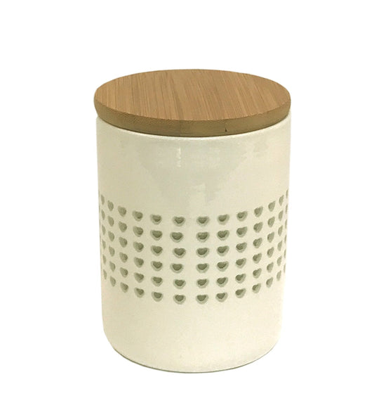 Heart Cut Out Storage Canister With Wood Lid-0