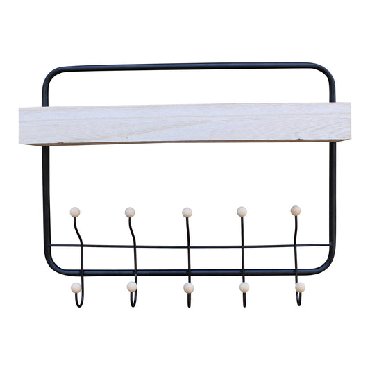 Wall Hanging Shelf With Coat Hooks-0