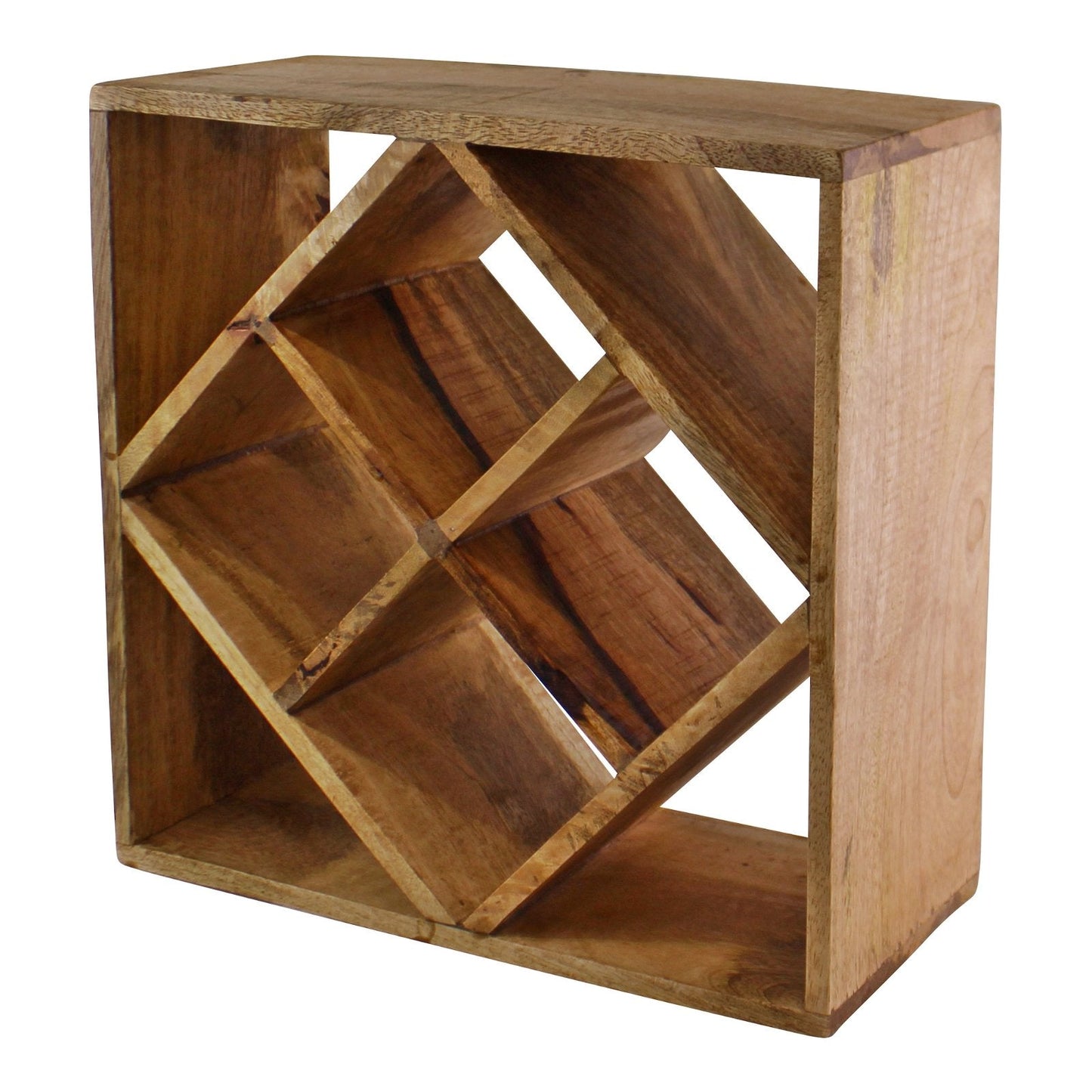 Small Mango Wood Wine Rack, Holds 4 Bottles-1