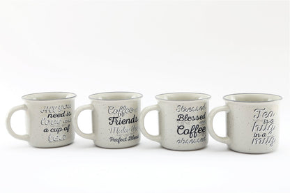 Set of Four Antique Grey Slogan Mug-0