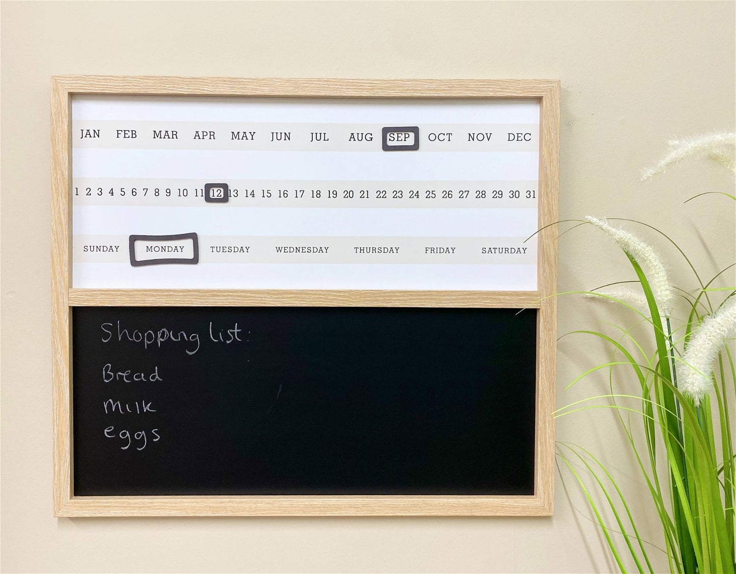 Wall Mounted Wooden Calender With Chalk Board-2