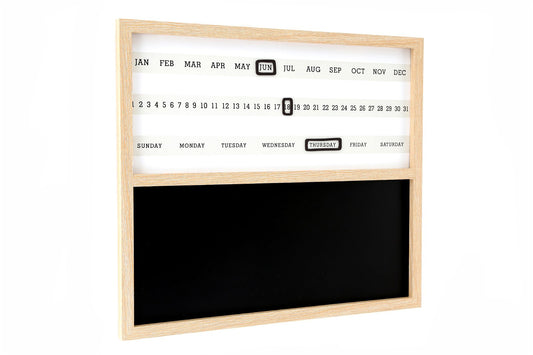 Wall Mounted Wooden Calender With Chalk Board-0