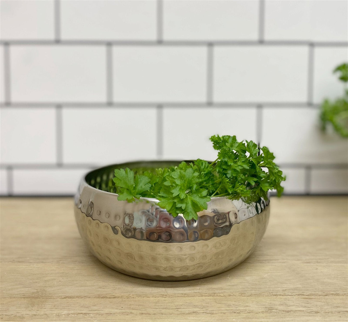 Small Round Silver Hammered Bowl 16cm-2