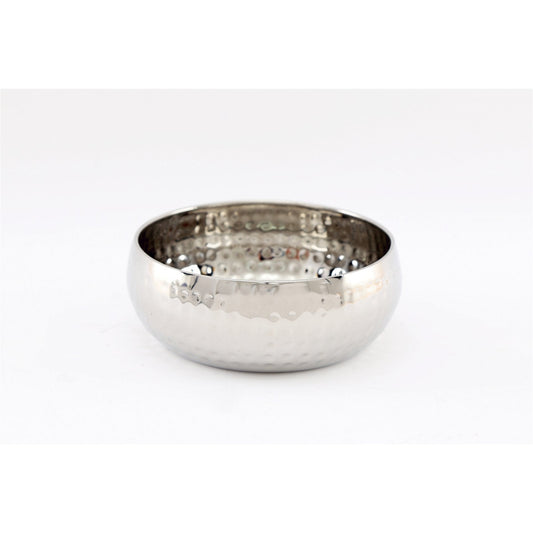 Small Round Silver Hammered Bowl 16cm-0