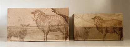 Set Of Two Engraved Sheep Crates-4