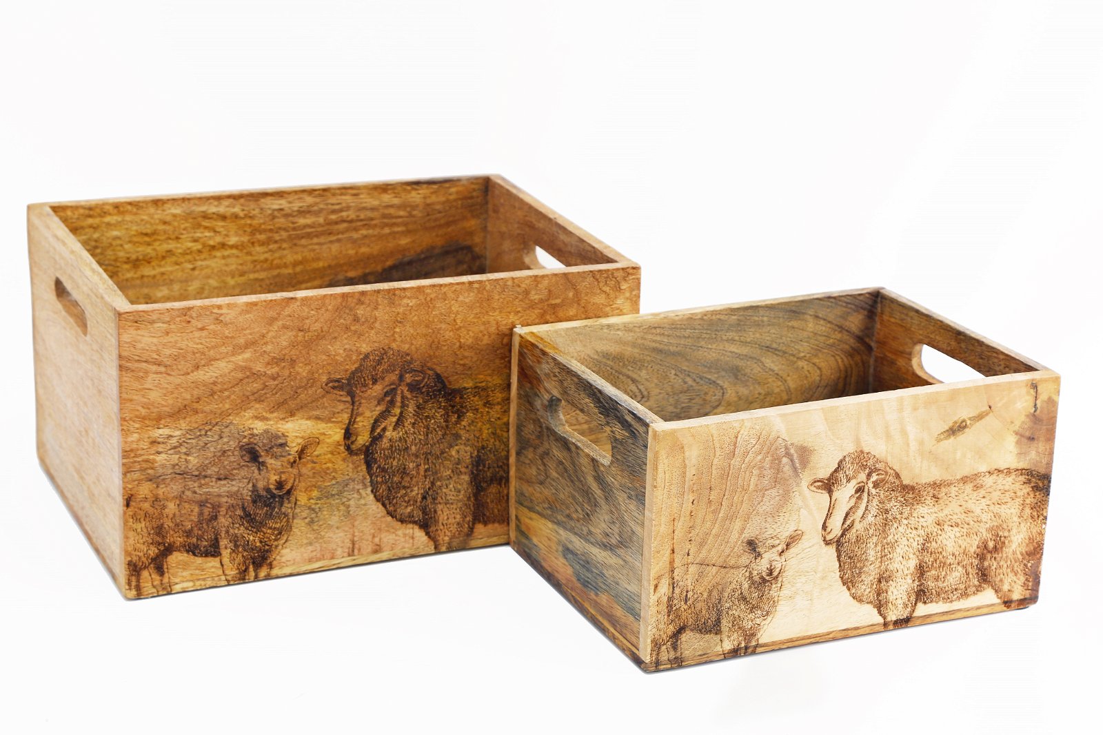 Set Of Two Engraved Sheep Crates-0