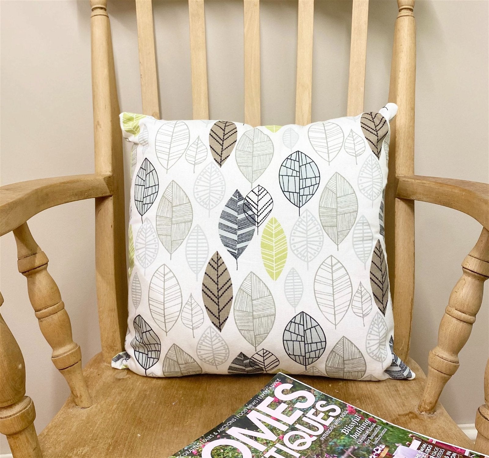 Scatter Cushion With Contemporary Green Leaf Print Design 37cm-2