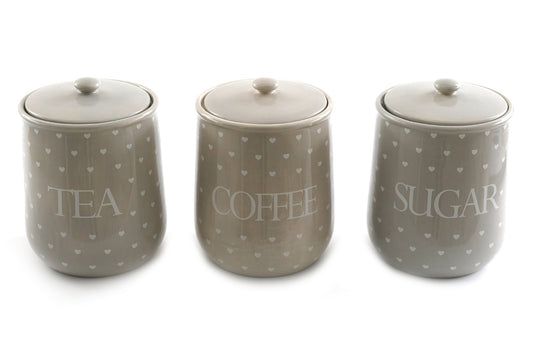 Heart Design Tea, Coffee and Sugar Canisters-0