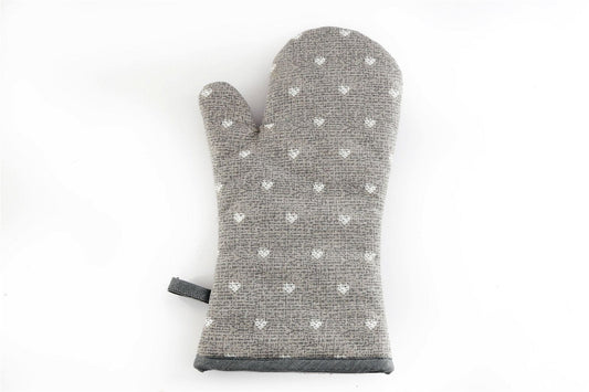 Kitchen  Oven Glove With A Grey Heart Print Design-0