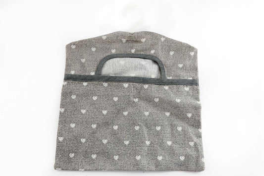 Cotton Peg Bag With Grey Hearts Design-0