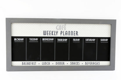 Bistro Cafe Wooden Grey Chalkboard Week Planner 67cm-0