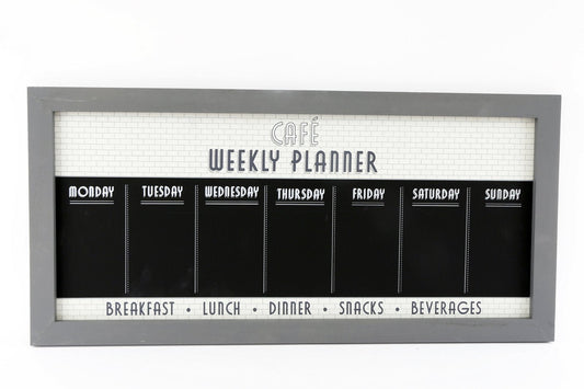 Bistro Cafe Wooden Grey Chalkboard Week Planner 67cm-0