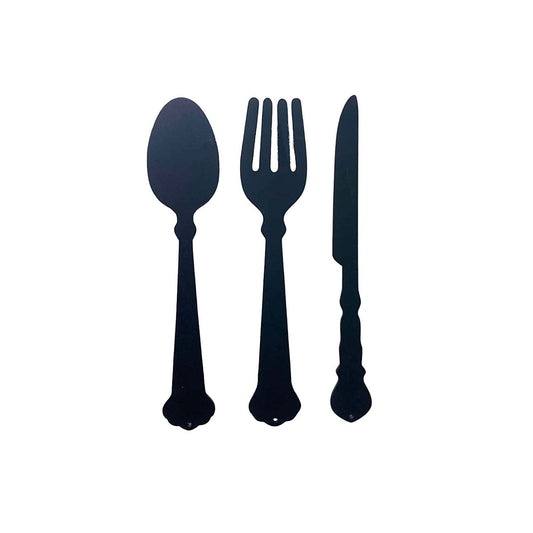 Black Three Piece Cutlery Wall Decoration 39cm-0